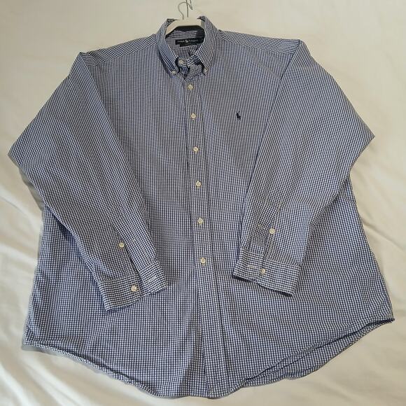 Ralph Lauren Men's XL Blake 100% 2-ply Cotton Blue Check LS Button-Up/Down Shirt - Picture 4 of 12